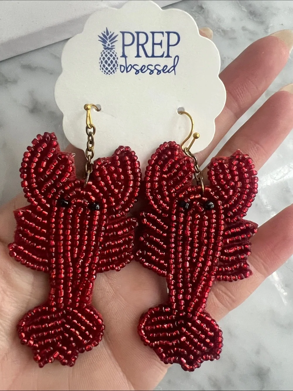 Beaded Lobster Earrings 🦞 - Picture 3 of 3